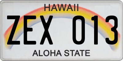 HI license plate ZEX013