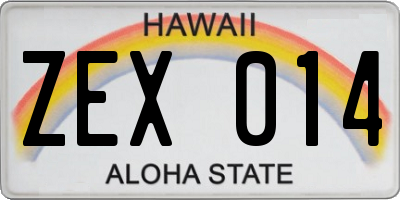 HI license plate ZEX014