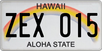 HI license plate ZEX015