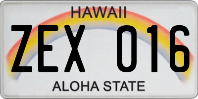 HI license plate ZEX016