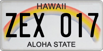 HI license plate ZEX017
