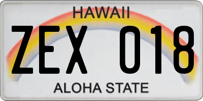 HI license plate ZEX018