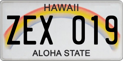 HI license plate ZEX019