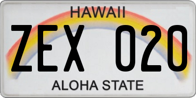 HI license plate ZEX020
