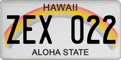 HI license plate ZEX022