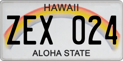 HI license plate ZEX024