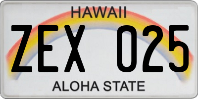 HI license plate ZEX025