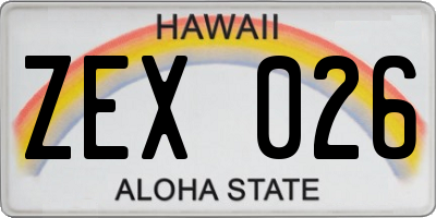 HI license plate ZEX026