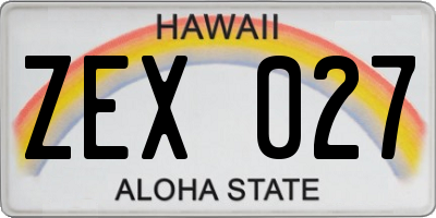 HI license plate ZEX027