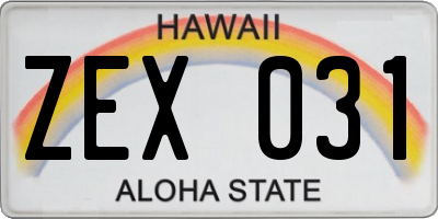HI license plate ZEX031