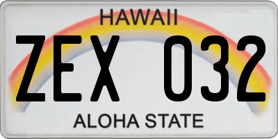 HI license plate ZEX032