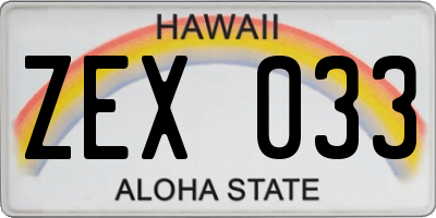 HI license plate ZEX033