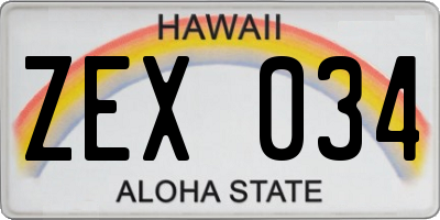 HI license plate ZEX034