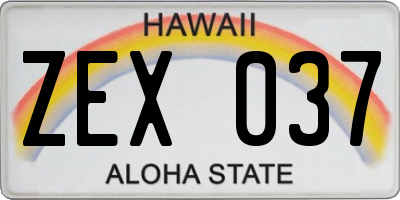 HI license plate ZEX037