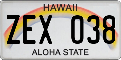 HI license plate ZEX038