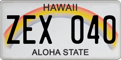 HI license plate ZEX040