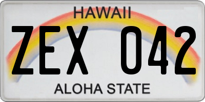 HI license plate ZEX042