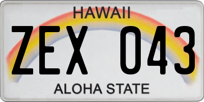 HI license plate ZEX043