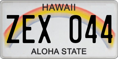 HI license plate ZEX044