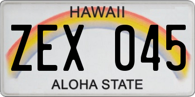 HI license plate ZEX045