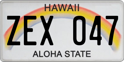HI license plate ZEX047