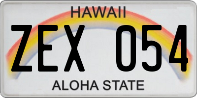HI license plate ZEX054