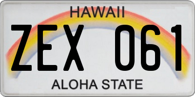 HI license plate ZEX061