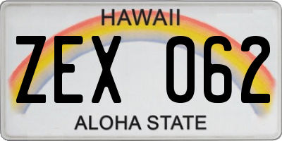 HI license plate ZEX062