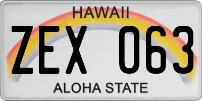 HI license plate ZEX063