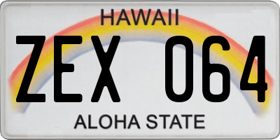 HI license plate ZEX064