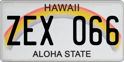 HI license plate ZEX066