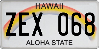 HI license plate ZEX068