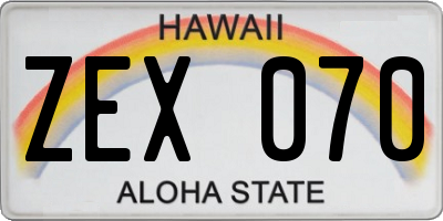 HI license plate ZEX070