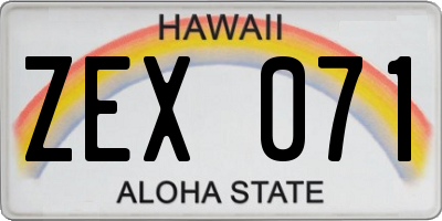HI license plate ZEX071