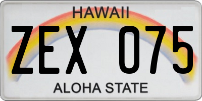 HI license plate ZEX075