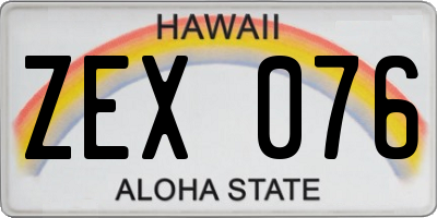 HI license plate ZEX076
