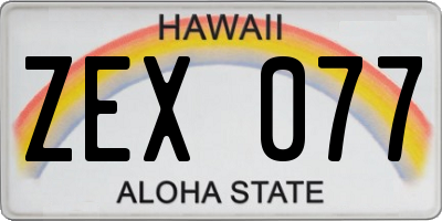 HI license plate ZEX077