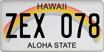 HI license plate ZEX078