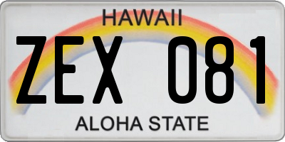 HI license plate ZEX081
