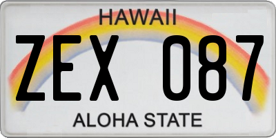 HI license plate ZEX087