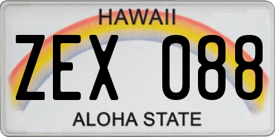 HI license plate ZEX088