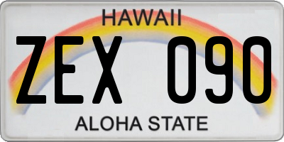 HI license plate ZEX090