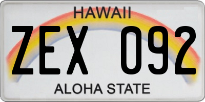 HI license plate ZEX092