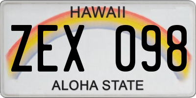 HI license plate ZEX098