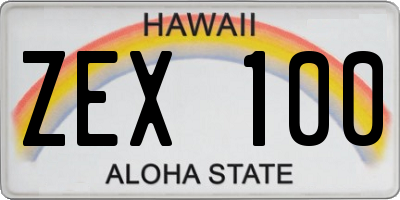 HI license plate ZEX100