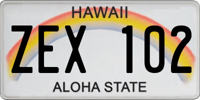 HI license plate ZEX102