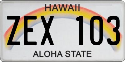 HI license plate ZEX103