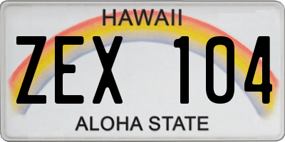 HI license plate ZEX104