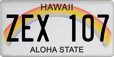 HI license plate ZEX107