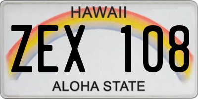 HI license plate ZEX108